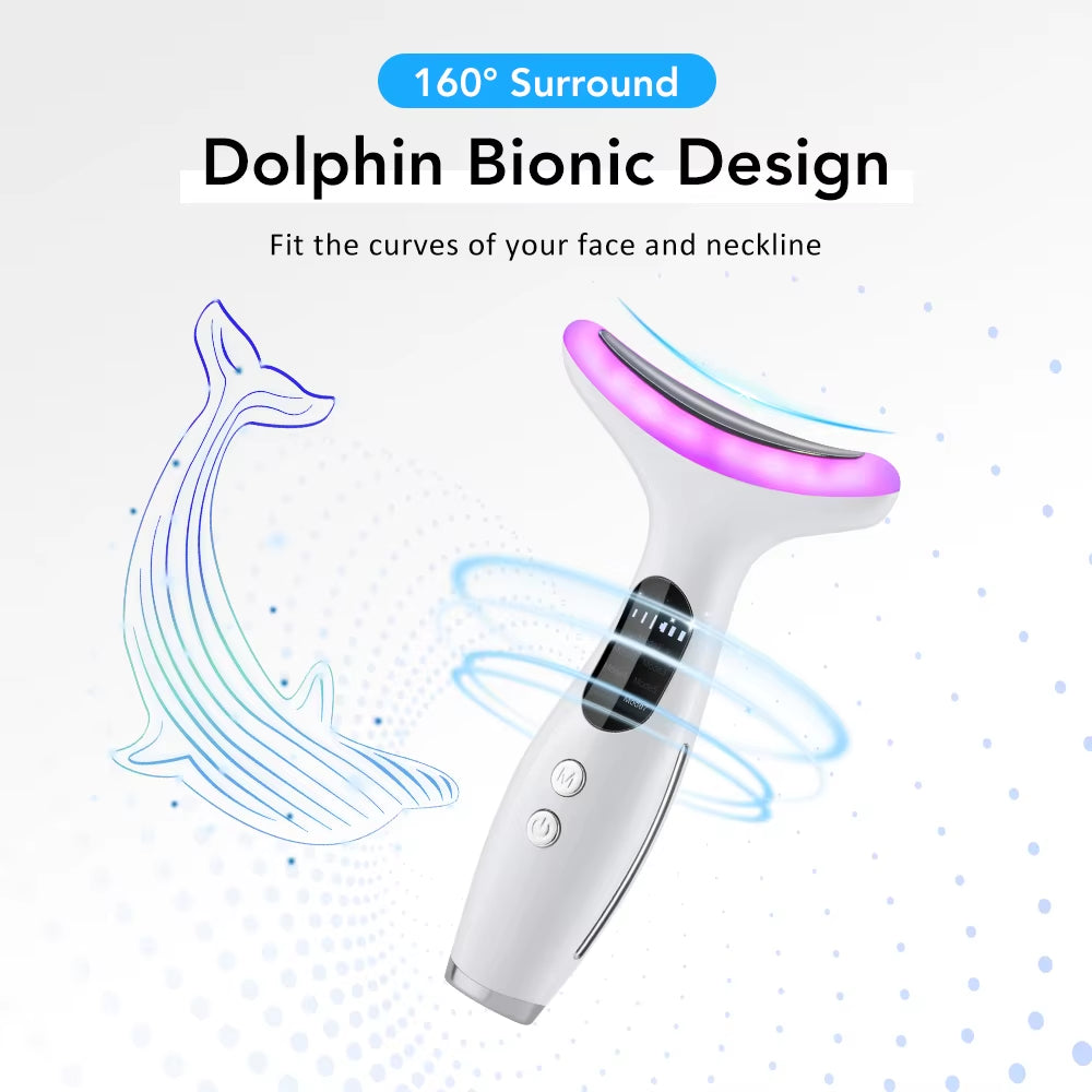 7 Colors LED Lights Neck Face Beauty Device EMS Vibration Massage Improve Neck Lines anti Wrinkle Face Lifting Machine Tool